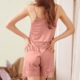 thumbnail image 4 of ylioge 2 Piece Satin Pajama Sets for Women Lace Splice Sleeveless Tank Tops Wide Leg Shorts Trendy Solid Color Soft Homewear Sleepwear Pajamas Outfits, 4 of 6
