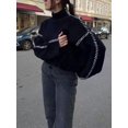 thumbnail image 4 of Womens Half Turtleneck Sweater  Stitch Drop Shoulder Pullover Knit Top, 4 of 5