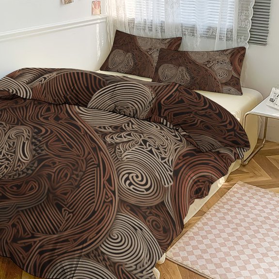 3PCS Wood Grain Particles Duvet Cover Set Twin, 1 Duvet Cover And 2 Pillowcase, Duvet Cover for Kids Girls Boys And Teens
