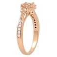 thumbnail image 3 of Dazzlingrock Collection 7X5MM Pear Morganite & Round White Diamond 3 Stone Teardrop Engagement Ring for Women (0.10 ctw, Color I-J, Clarity I1-I2) in 14K Rose Gold, Size 6, 3 of 6