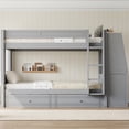 thumbnail image 4 of Mirightone Full over Full Wood Bunk Bed with Desk, Bunk Bed with Storage Drawers and Bookshelves, Wooden Bunk Bed for Adults Teens, Gray, 4 of 7