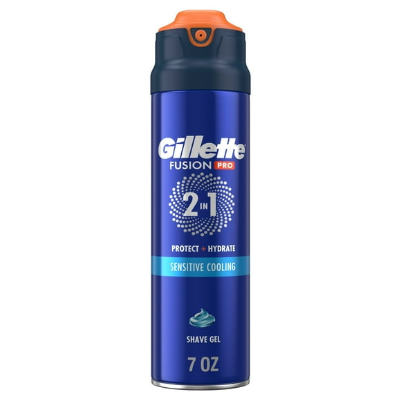 Gillette FusionPro Sensitive Cooling Shaving Gel for Men, 2-in-1 Shave Gel for Men’s Grooming Protects and Hydrates, With Eucalyptus and Aloe Vera.