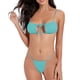 thumbnail image 4 of Trajes de baño Amzcrzy Tankini para mujer, trajes de baño, traje de baño vintage estampado para mujer, traje de baño conservador, conjunto de falda de playa estampada para mujer, azul claro, 2XL, 4 of 5