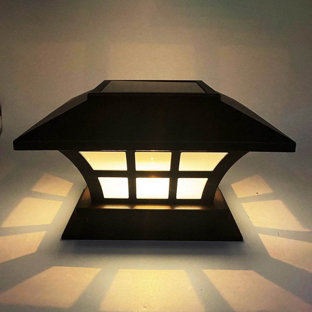 Camnix Solar Post Lights, Pillar Lamp Posts IP54 Waterproof Modern Column Lamps Dusk to Dawn 3000K LED Square Lanterns for Patio Porch Fence Garden Driveway Decoration