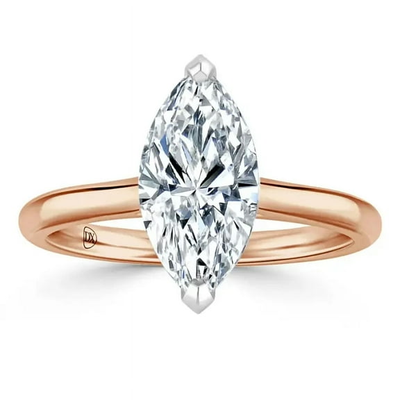 OM-RE Marquise Shape Lab Grown Diamond Engagement Ring, 2 ct, 14K Rose Gold