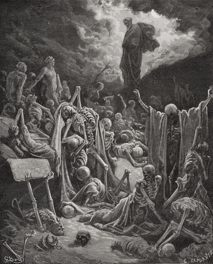 Engraving From The Dore Bible Illustrating Ezekiel Xxxvii 1 And 2 The Vision Of The Valley Of Dry Bones By Gustave Dore 1832-1883 French Artist And Illustrator Canvas Art - Ken Welsh Design Pics (13