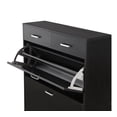 thumbnail image 3 of PAPROOS Black Shoe Storage Cabinet, Wood Shoe Rack Organizer with 2 Flip Drawers & 2 Drawers, Modern Shoe Cabinet with Legs for Entryway, Hallway, Bedroom, 3 of 10