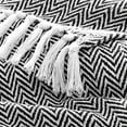 thumbnail image 4 of Americanflat 50x60 Throw Blanket, 100% Cotton with Fringe, Black and White Herringbone, all seasons blanket, 4 of 5