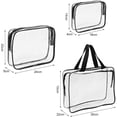 thumbnail image 3 of 3 Pack Clear Makeup Bag, Clear Toiletry Bag Set, Waterproof Clear PVC with Zipper Handle, Portable Travel Pouch, 3 of 5