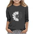 thumbnail image 2 of hengsof T-Shirt à Manches Trois-Quarts pour Enfants, Col Rond, Imprimé Élégant, Chandail Décontracté, Adapté aux Filles de 4 à 12 Ans, Haut Basique Doux pour Tous les Jours, 2 of 5