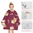 thumbnail image 6 of Christmas Corgi Blanket Hoodies for Kids 6-13YR Oversize Wearable Blanket Hoodies for Boys Girls Teens, 6 of 7
