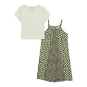 Belle du Jour Girls Twin Print Slip Dress and T-Shirt Set, 2-Piece, Sizes S-XL