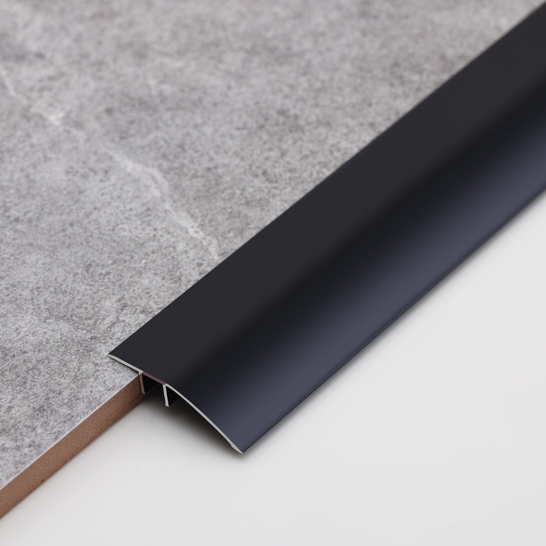 Gaahing Aluminum Floor Transition Threshold Strip Bridge The Height Gap Between 0.2 to 0.5 inches for Doorway Ramp Tiles Laminate Planks (2Pcs x 35.4in x 1.7in Matte Black)