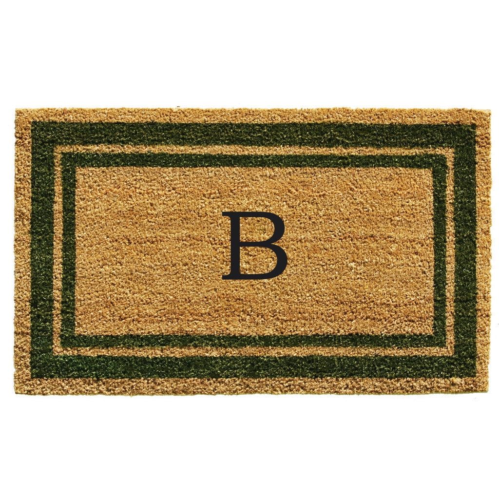 Sage Green Border Monogram Doormat (Letter O)
