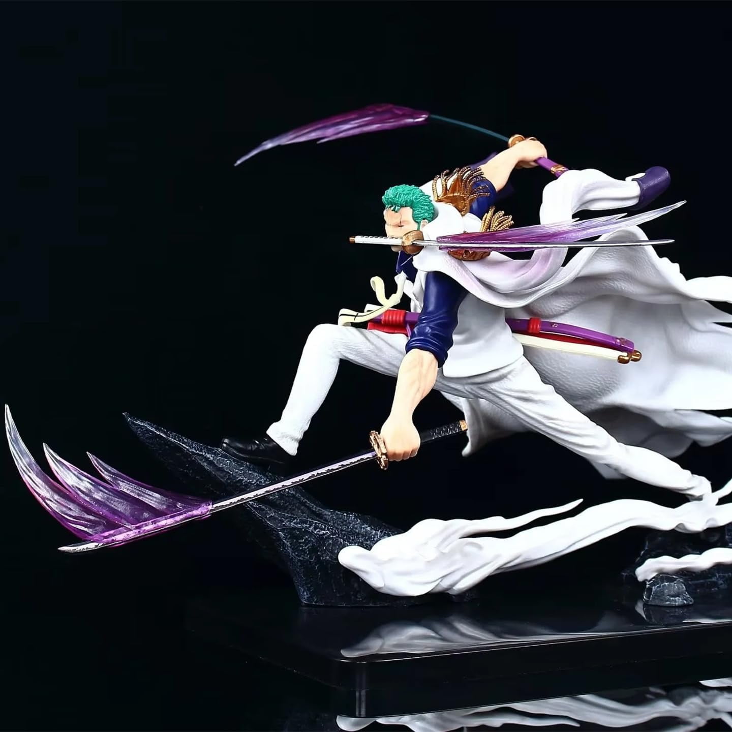 Zoro Figures, Cloak Zoro Action Figure Statue 26cm/10.2inch PVC Anime Cartoon Manga Game Character Model Collectible Decoration Craft Gift (White)