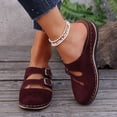 thumbnail image 4 of Women's Suede Clogs with Arch Support Floral Embroidery Slip On Wedge Platform Sandals Non Slip Close Toe Slides Red Size 8, 4 of 7