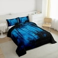 thumbnail image 3 of Feelyou Black Blue Pine Tree Bedding Comforter Set, Jungle Plant Botanical Twin Comforter Sets, Nature Scenery Print Reversible Bedding Set, Lightweight Room Decor, 2 Pieces, 3 of 8