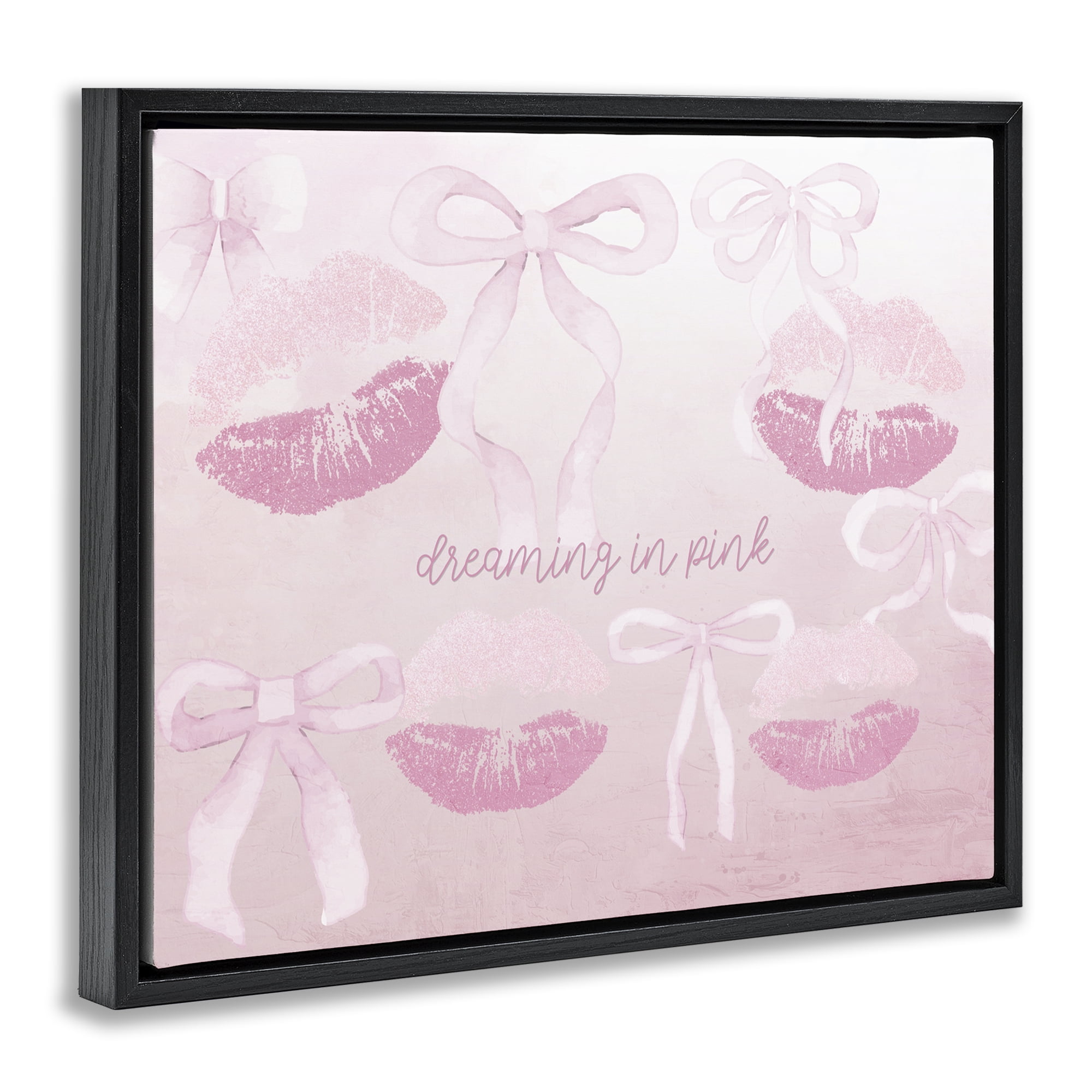Dreaming In Pink Black Framed Floater Canvas Wall Art, design by Kim Allen