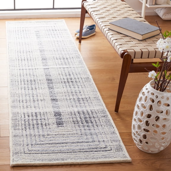 Safavieh Metro Bayon Bordered Runner Rug, Light Gray/Ivory, 2'3" x 8'