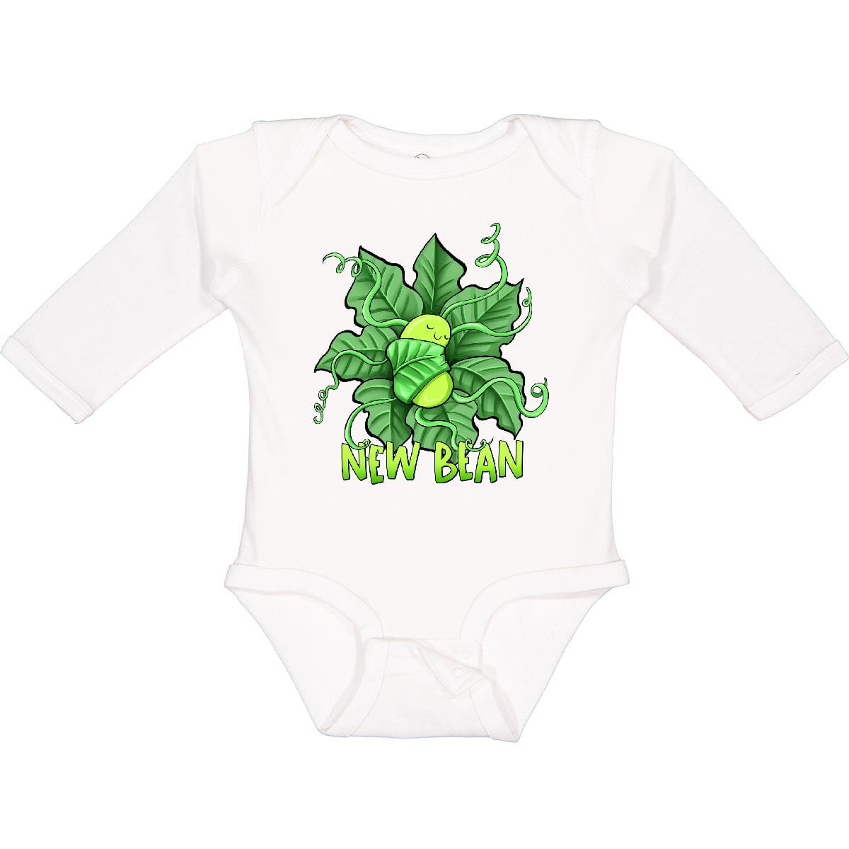 Inktastic New Bean Cute Sleeping Bean in Leaves and Vines Boys or Girls Long Sleeve Baby Bodysuit
