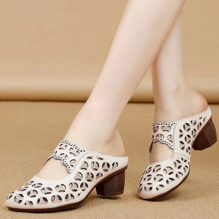 

Sandals Hollow Shoes Fashion Peep Toe Women Summer Breathable Beach Out Slippers Comfortable Women s Slipper White 7.5