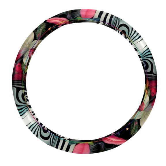 Zebra 14.5 Inch Printing PVC Leather Car Wheel Cover Steering Wheel Cover Auto Accessories