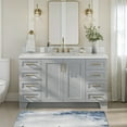 thumbnail image 2 of ARIEL Taylor 60" Grey Bathroom Vanity, 1.5" Edge Carrara Quartz Countertop & Splash, Rectangular Sink, 2 Soft Closing Doors, 9 Full Extension Dovetail Drawers, Toe Kick, Satin Brass, 2 of 9