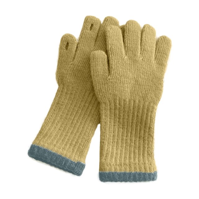 Children's Solid Color Yarn Gloves Outdoor Warm Knitted