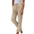 thumbnail image 1 of Women Solid Casual Pocket Wide Leg Pants - Belt, Elastic Waist, Button, Loose, Spring/Summer/Autumn, Sizes S - XXL, 1 of 6