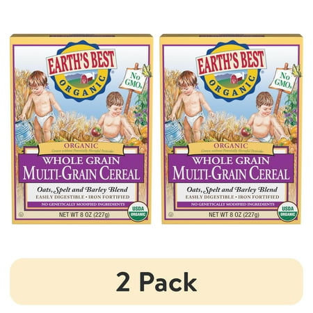 (2 pack) Earth's Best Organic Infant Cereal, Whole Multi-Grain, 8 oz. Box