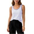 thumbnail image 3 of Liweisiy Striped Tank Tops For Womens Sleeveless Crewneck Relaxed Fit Pajama Tops Layer Printed Casual Sleepwear Gray XL, 3 of 7