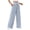 Sky Blue, variant on Ribbed Knit Wide Leg Pants, Elastic Drawstring Waist Soft Trousers Comfortable Sporty Daily Pants for Women,Size:L