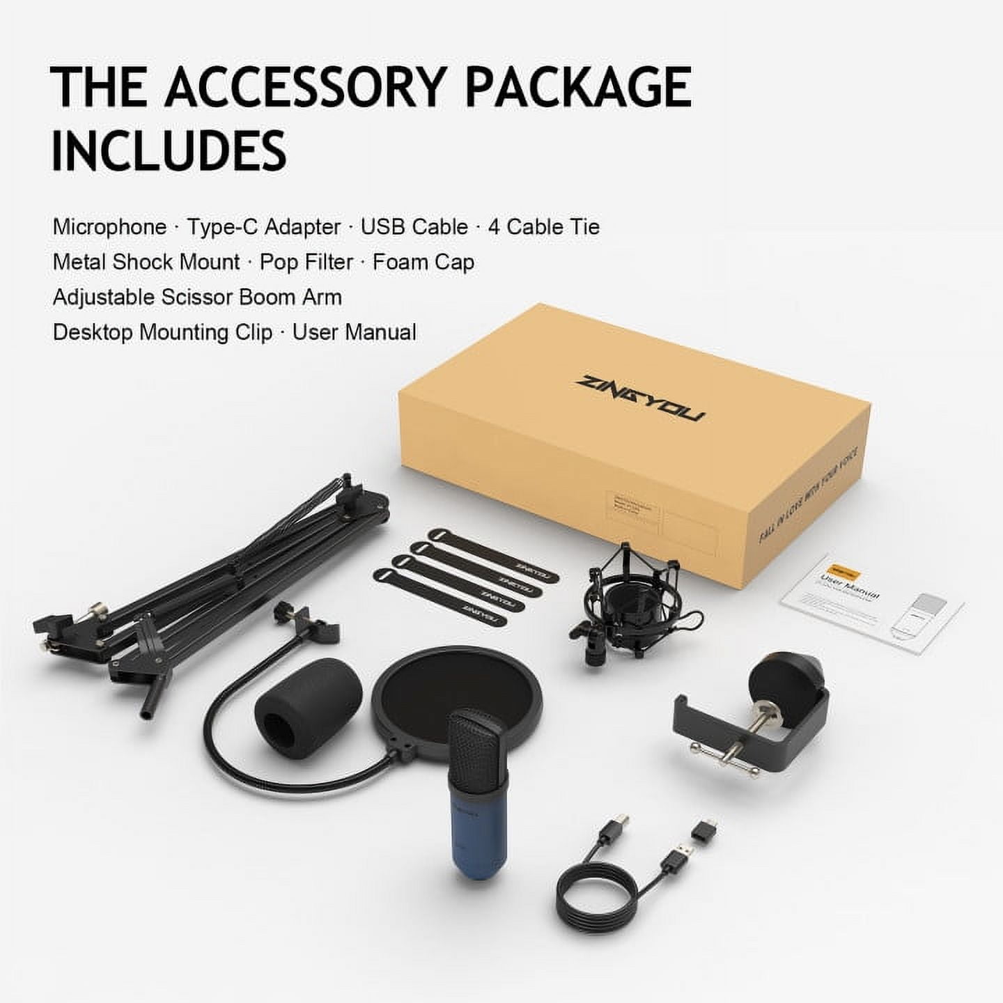 ZINGYOU XLR Condenser Microphone, Professional Studio