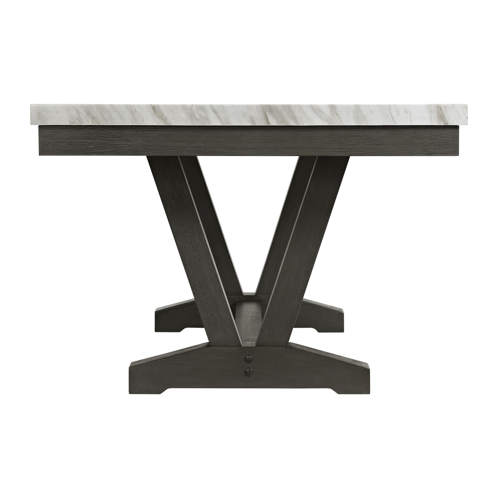 Picket House Furnishings Eve Dining Table w/ White Faux Marble Top in Charcoal