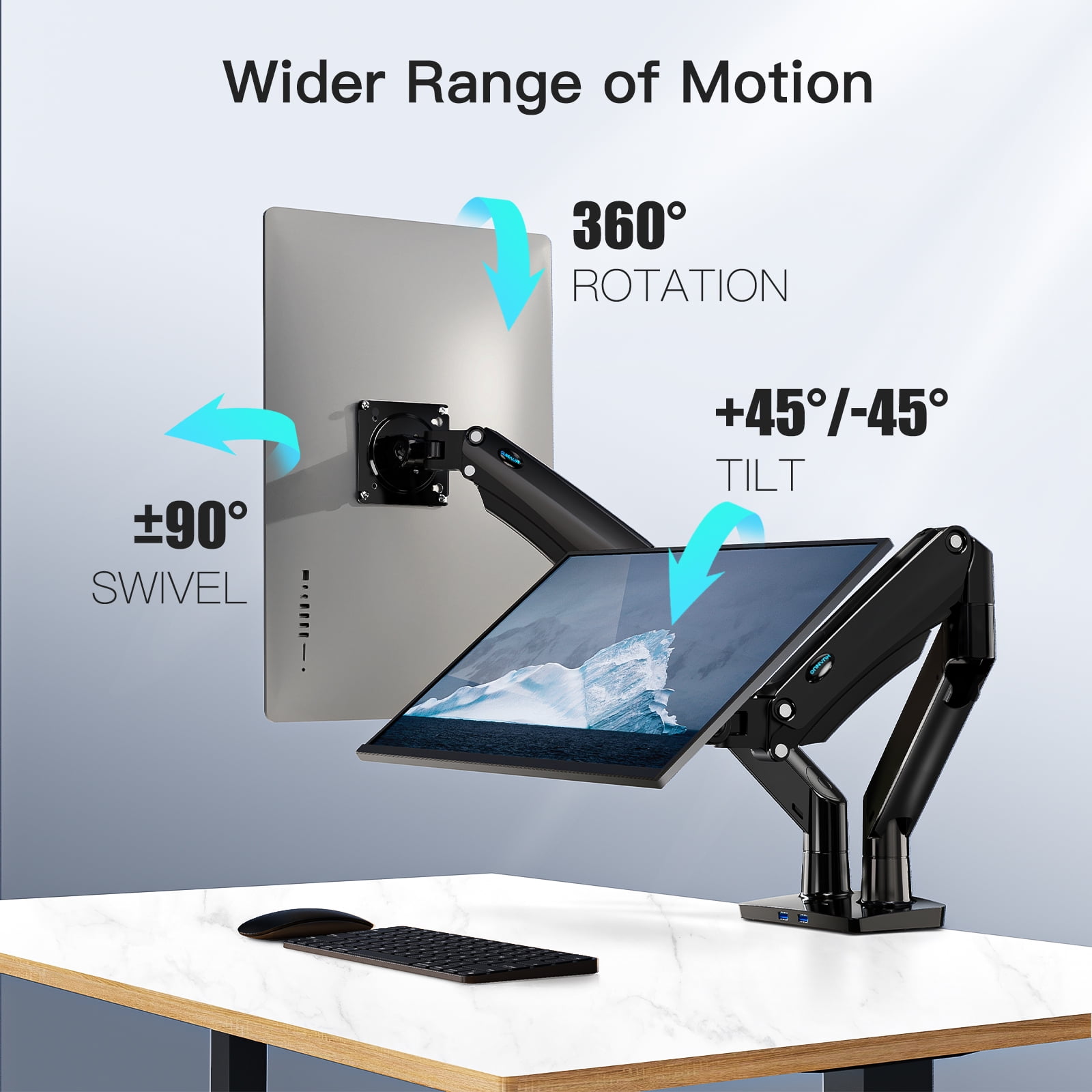 HUANUO 13-32 Inch Dual Monitor Stand, Ergonomic Adjustable Spring Monitor  Arm, Dual Monitor Mount Tilt/Swivel/Rotate/Weight Max 20 lbs/VESA 75/100mm