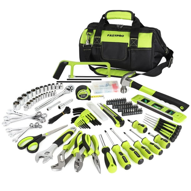 Juego de herramientas FASTPRO 267 piezas con bolsa de 13 pulgadas para bricolaje, color verde