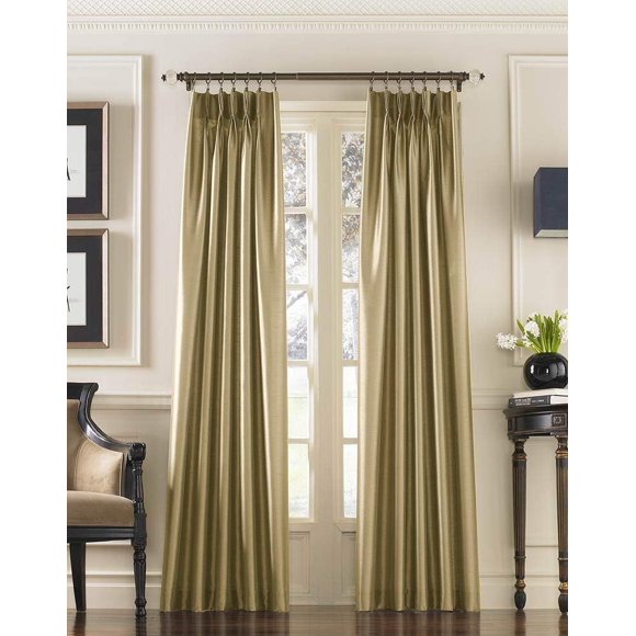 Curtainworks Rideau à Plis Pincés en Faux Soie, 1 Panneau, 30 par 120 Pouces, Sable