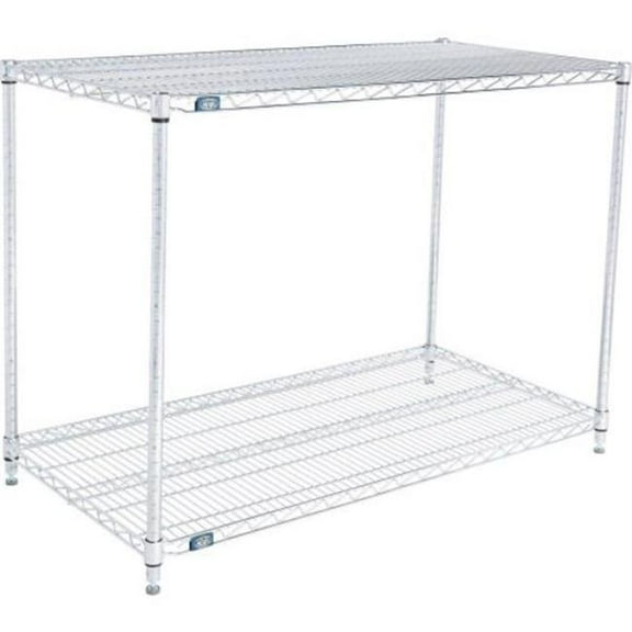 Global Industrial 24483C2 Nexel 2 Shelf Chrome Wire Shelving Unit Starter, Chrome - 48 x 24 x 34 in.