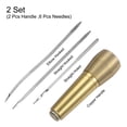 thumbnail image 3 of Uxcell 2set Copper Handle Sewing Awl Handwork Sewing Awl Needle Repair Tool Kit with 6 Needles, Yellow, 3 of 6