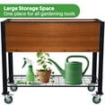 thumbnail image 3 of Raised Garden Bed with Legs and Wheels, Self-Watering Planter Box, 36x16x30 in Elevated Raised Bed with Storage Shelf & Hanging Hooks for Vegetables & Herbs, 3 of 7
