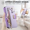 thumbnail image 3 of 2 in 1 Wallet Case for Apple iPhone XR, Detachable Magnetic Back Cover Cards Slots Zipper Pocket Ring Holder Magnetic Closure Protective Drop Proof Case Cover for Women Men,Purple, 3 of 11