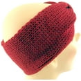 thumbnail image 5 of Womens Ear Warmers Headbands Cold Weather Warm Kable Knitted Head Wrap Burgundy, Knot Front, 5 of 6