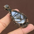 thumbnail image 2 of Natural Blue Lace Agate Gemstone Handmade Copper Wire Wrap Pendant 2.76", 2 of 5