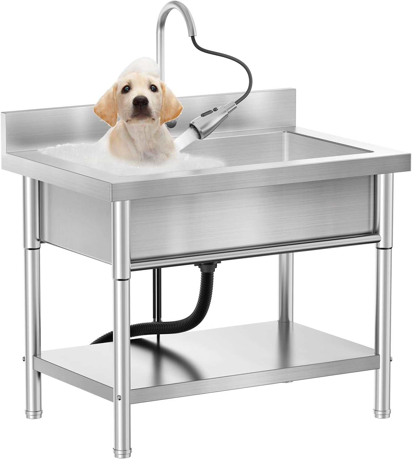 40" Stainless-Steel Sink Large Single Sink Accommodates larger volumes Can be used in kitchens, bathrooms, garages, undermount sinks Size34.65′′*16.53′′*9.84′′