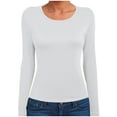 thumbnail image 4 of COMVALUE Women's Long Sleeve Tops Crew Neck Fitted Basic Tee Cozy (White, M), 4 of 6