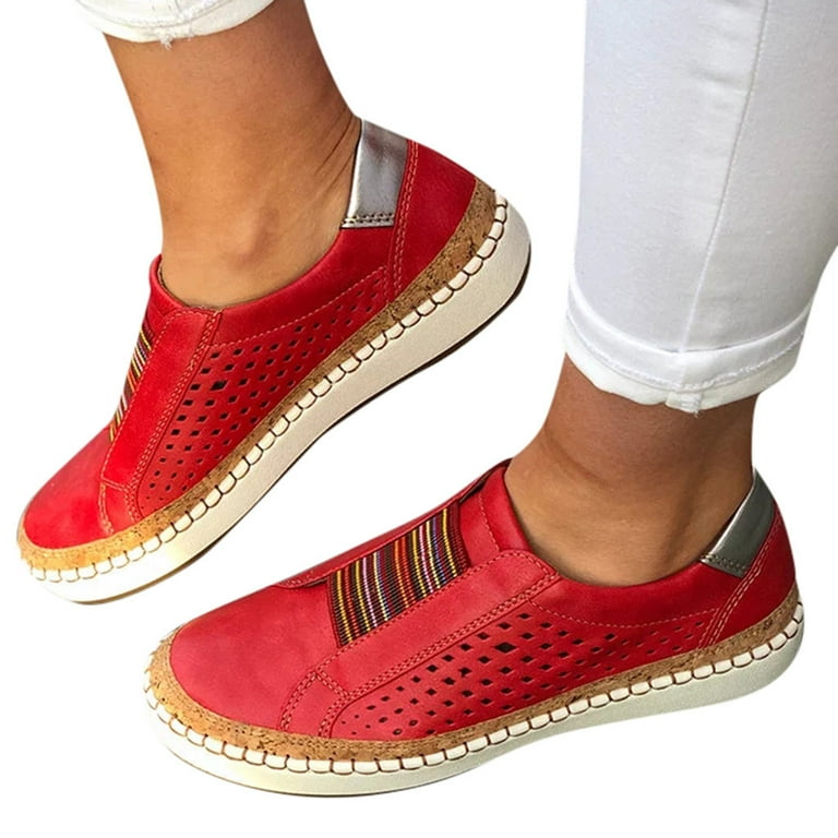Women s Fashion Casual Hollow Out Round Toe Slip on Shoes Flat