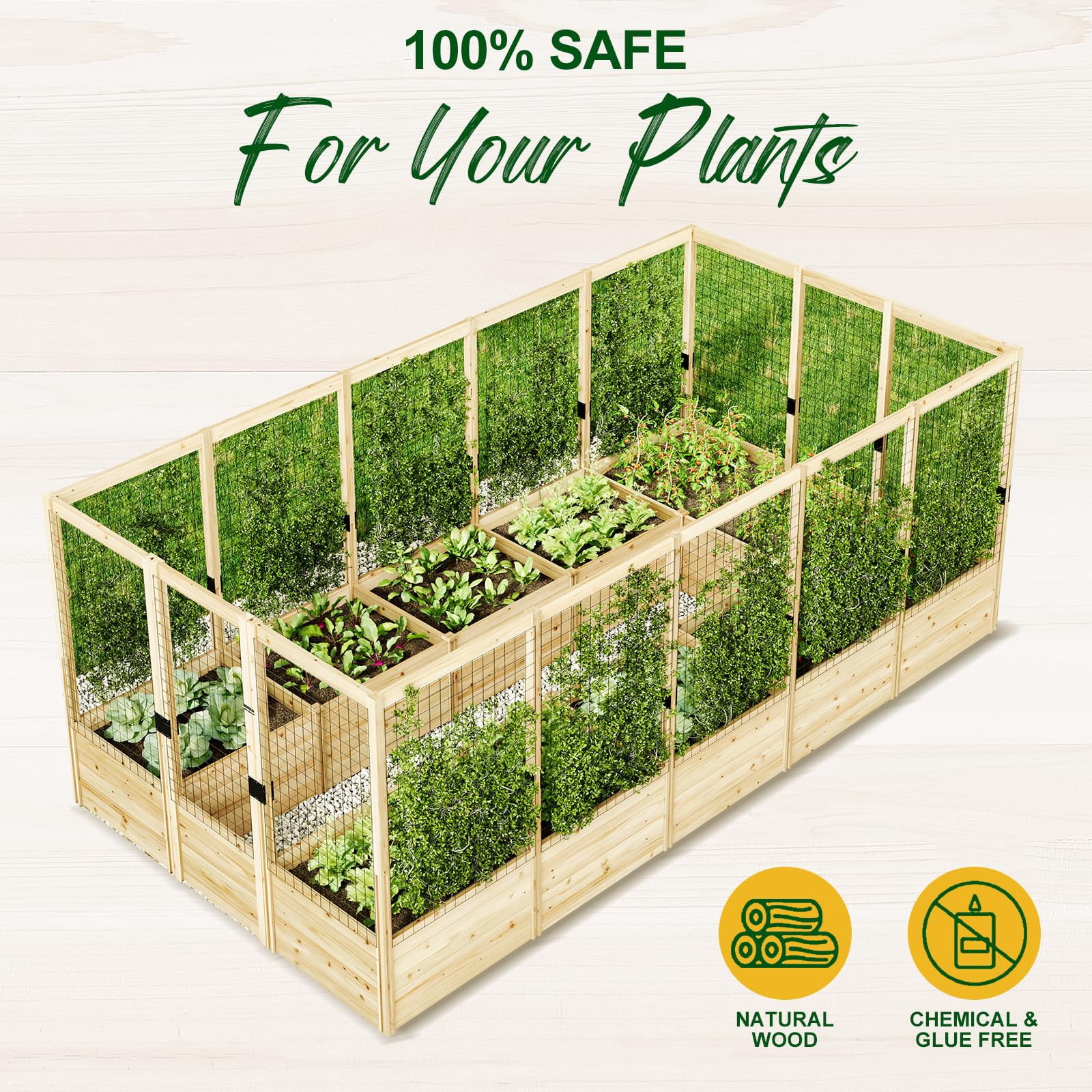Jocisland Wooden Raised Garden Bed for Outdoor, Deep Large Planter