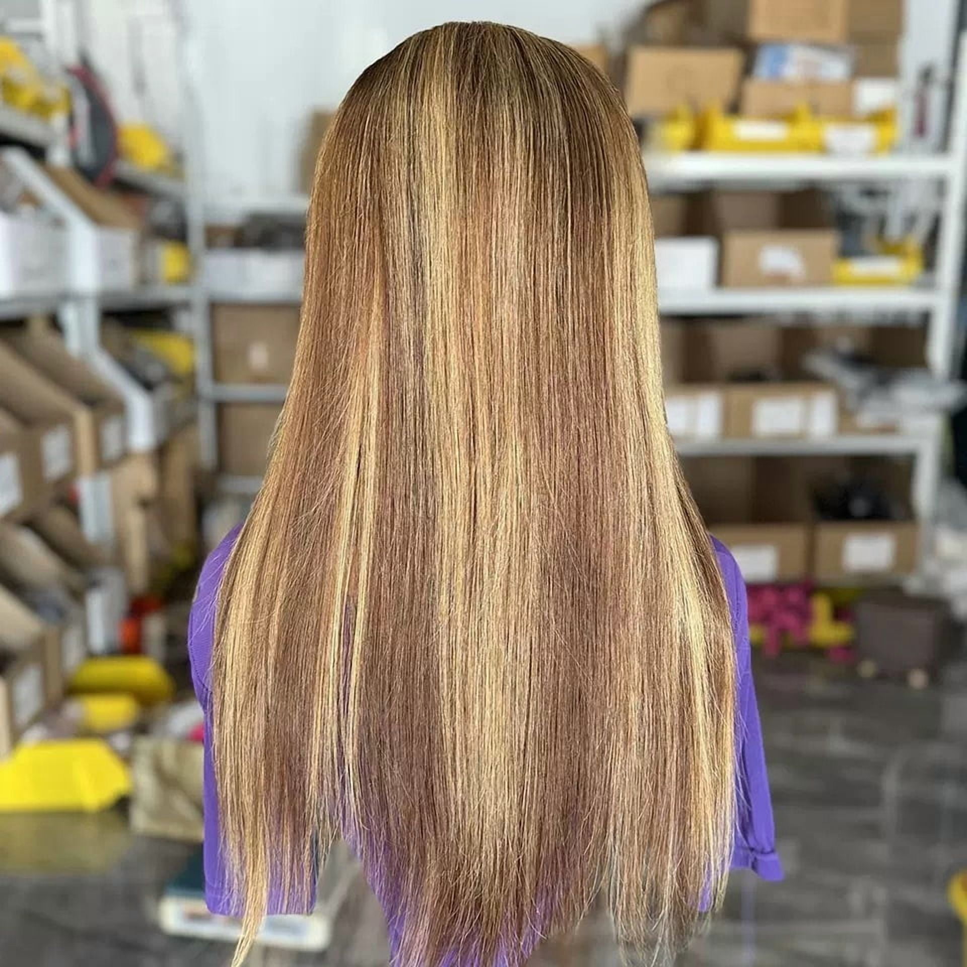13x4 Full Frontal Lace Glueless #P4/27 Highlight piano Color STRAIGHT 200% High-Density Pre-Plucked Human Hair Wigs Long Hair from 18inch to 30inch