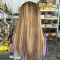 thumbnail image 4 of 13x4 Full Frontal Lace Glueless #P4/27 Highlight piano Color STRAIGHT 200% High-Density Pre-Plucked Human Hair Wigs Long Hair from 18inch to 30inch, 4 of 8