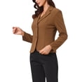 thumbnail image 4 of BLAZER DE TRABAJO CHIC PARA MUJERES CON SOLAPA Y MANGAS LARGAS, TRAJE BLAZER COLOR CAMEL OSCURO TALLA L, 4 of 6